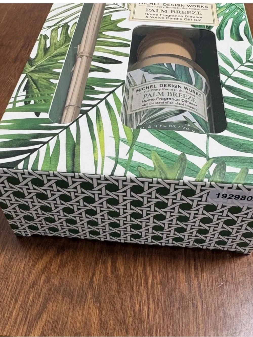 Michele Palm Breeze Home Fragrance Diffuser & Votive Candle Set – Green